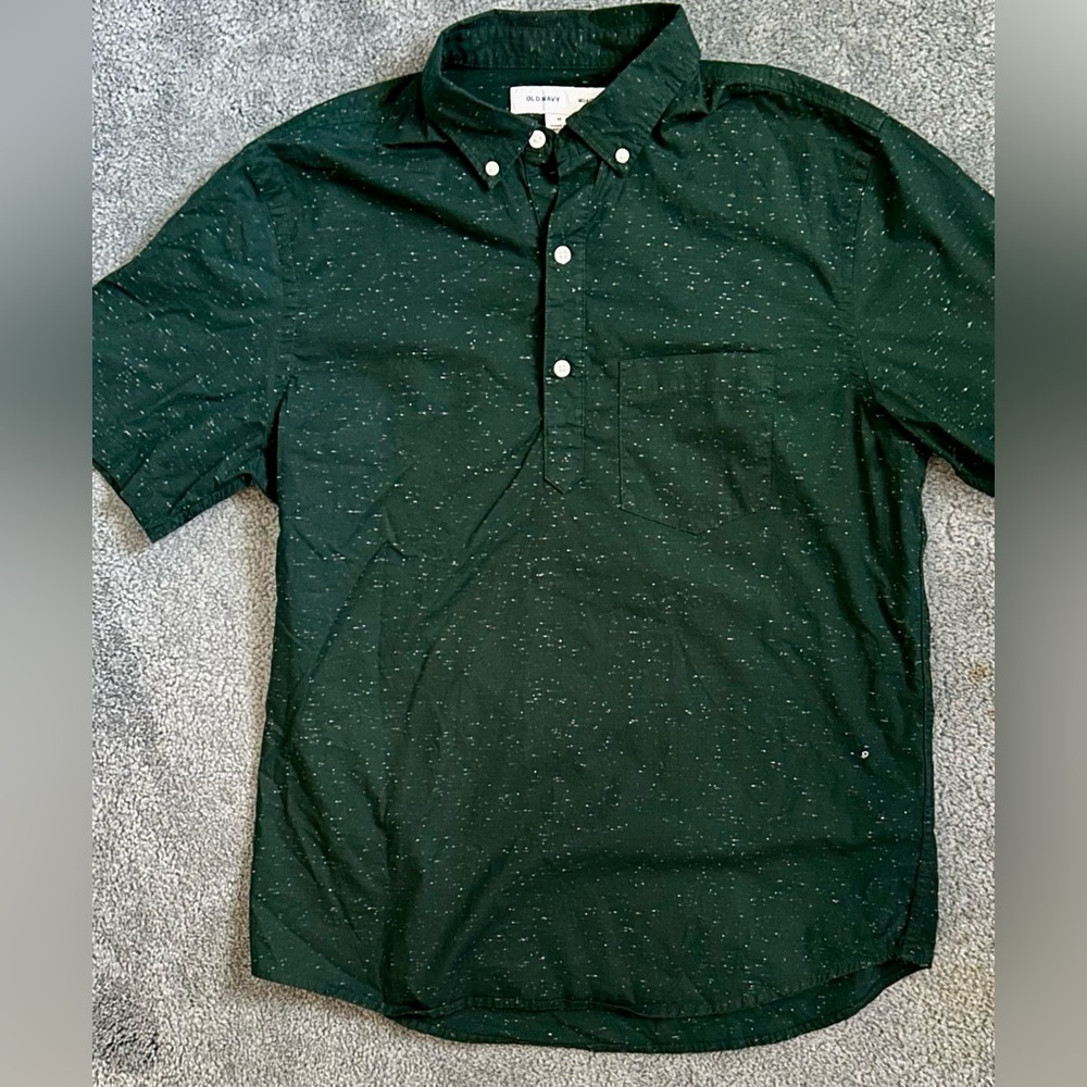 Old Navy Popover Button Down Shirts BUNDLE of 4 - Medium - Green Blue White Gray